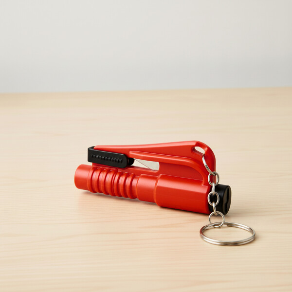 Mini Martillo Seguridad Autos Llavero Rompe Vidrios Ventanas Color Rojo