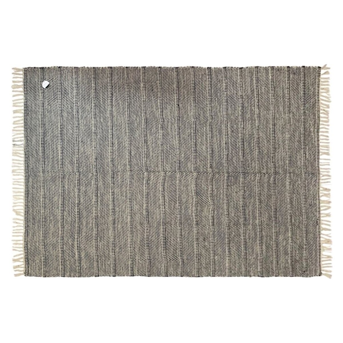 ALFOMBRA 170X250CM JASPEADO CON FLECOS NATURAL Y NAVY 