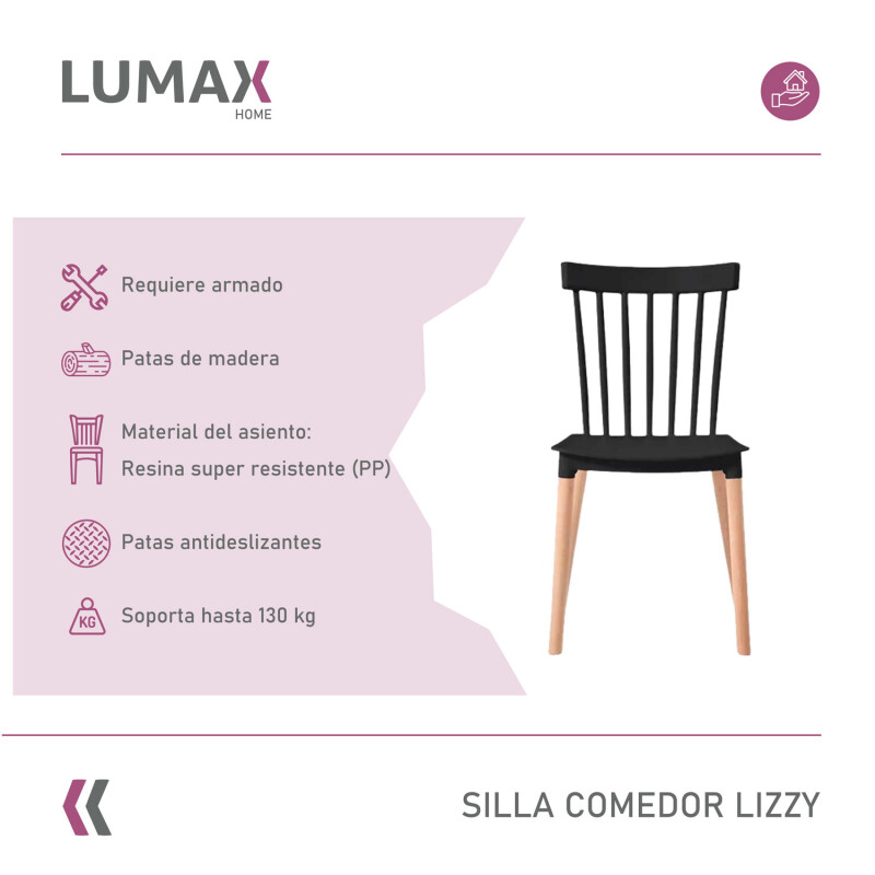 Silla Lizzy Lumax de comedor resistente Negro