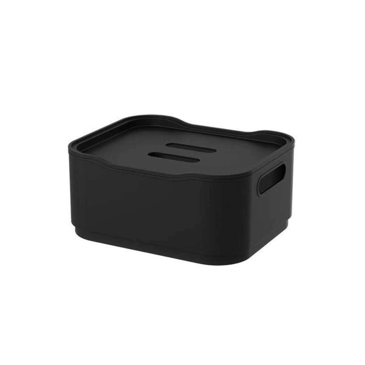 CANASTO C/TAPA PLASTICO FIT 1.5L 18.5x15x8CM NEGRO 