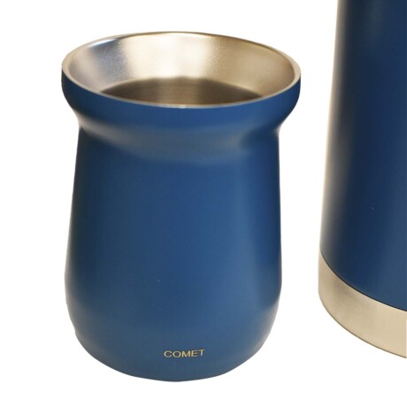Combo Comet Acero Inox Termo 750Ml Manija Fija + Mate 160Ml Azul Petróleo