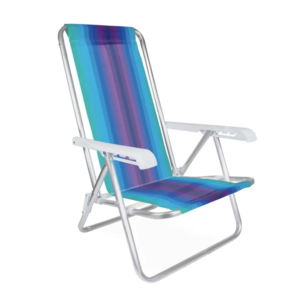 Reposera Silla Reclinable De Playa 4 Posiciones Aluminio - Verde Agua/violeta 