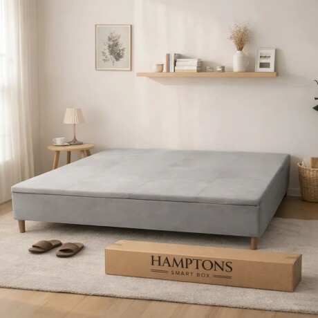 Sommier Queen Hamptons Hybrid Silver Smart Box Baúl Gris