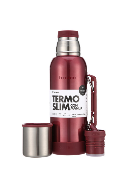 Termo Slim 750mL. con Base Silicona Rojo Metalizado