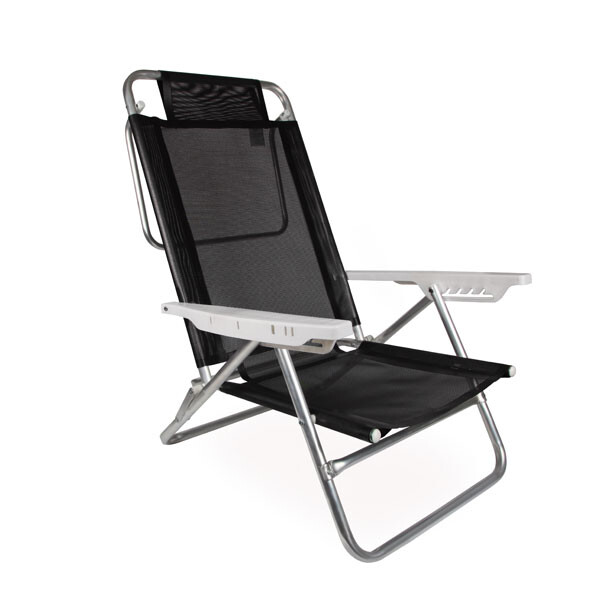 SILLA RECLINABLE 6 POSICIONES ALUMINIO SUMMER NEGRA NEGRO