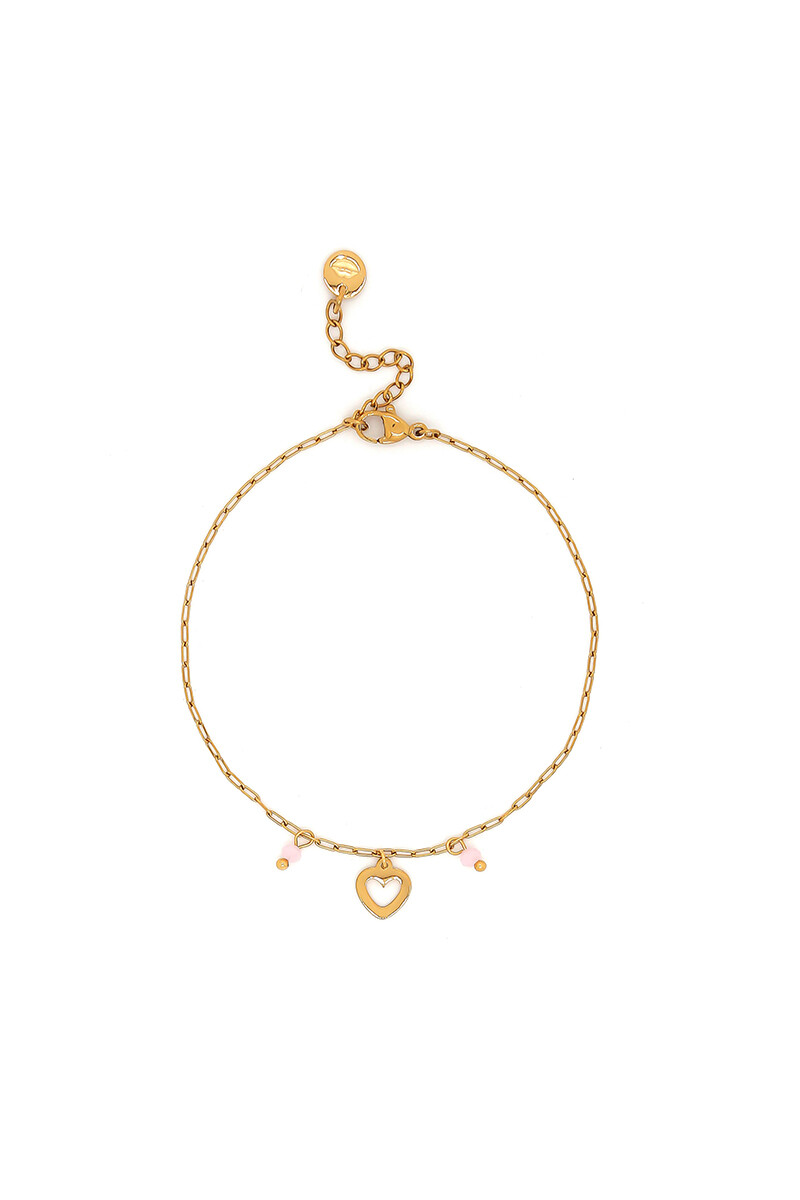 Pulsera Corazon y Piedritas Oreiro dorado