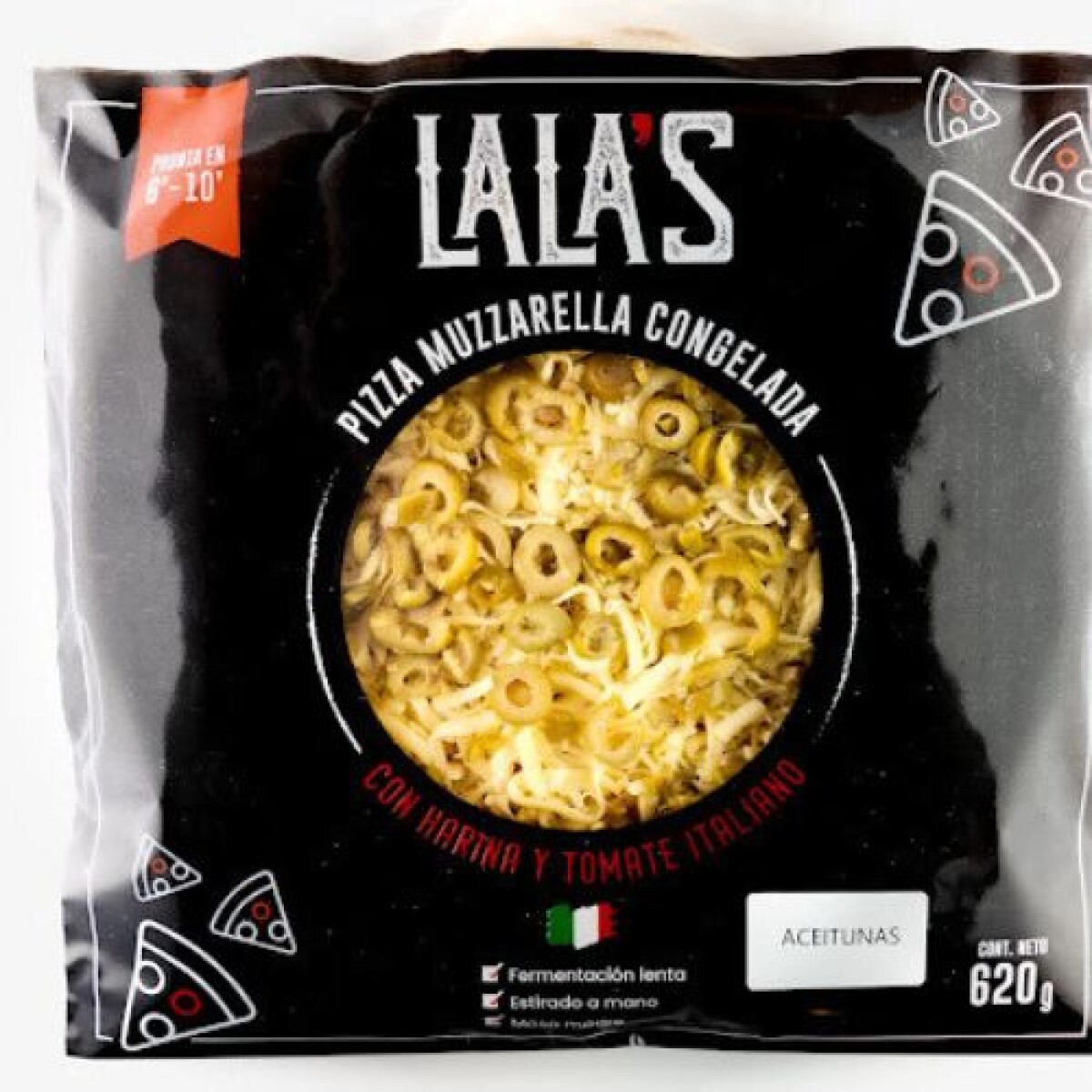 Pizza Muzzarella Congelada Italiana Lala's con Aceituna 