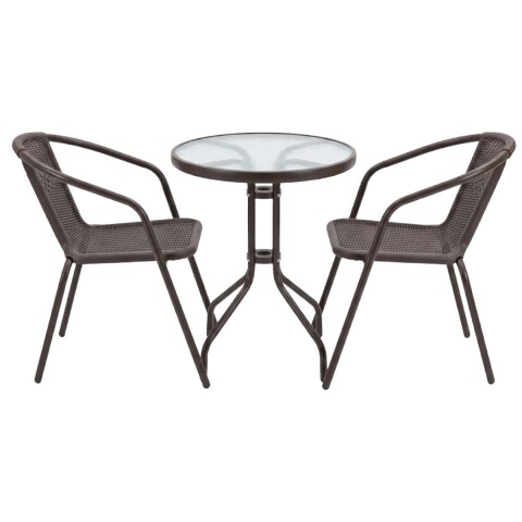 JGO DE MESA RED VIDRIO P/JARDIN MARRON 3PZAS Unica