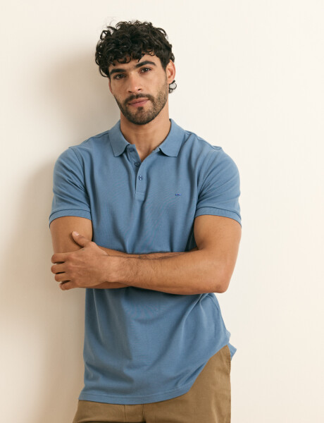 520752 REMERA HARRINGTON LABEL Azul Piedra Melange