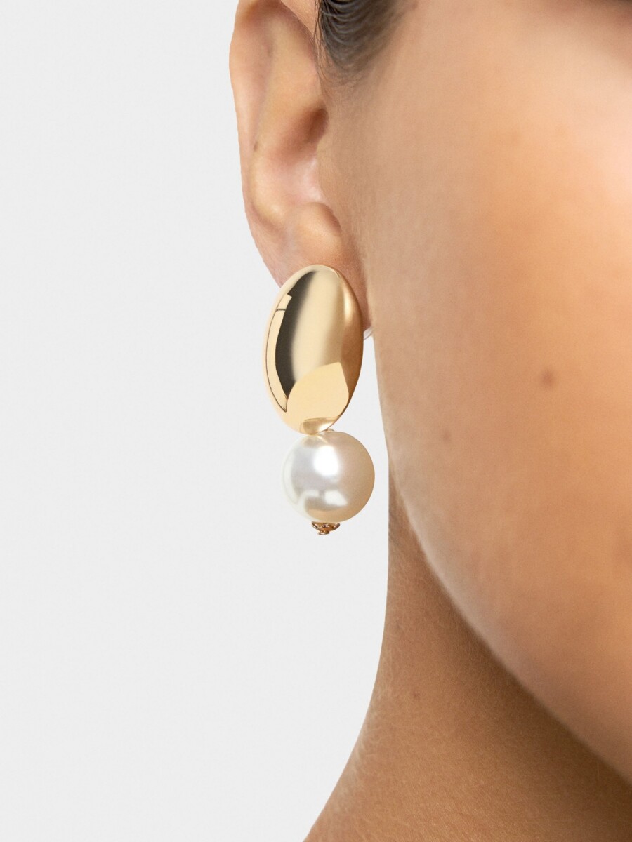 Pendientes Ovalados Con Perla blanco