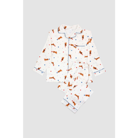 Pijama franela bow pattern Marfil