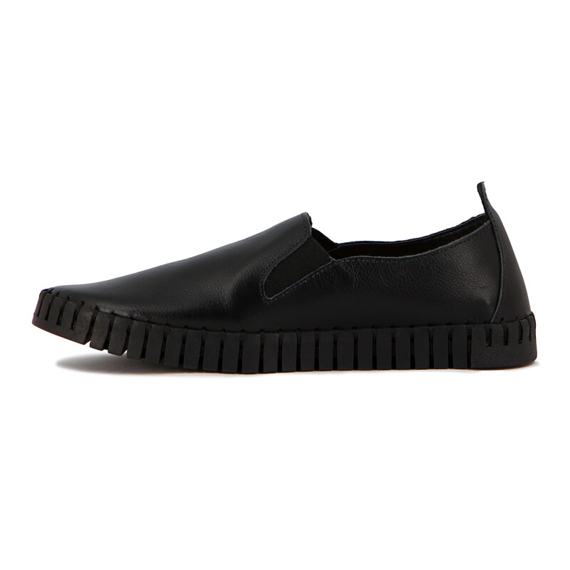 Country Zapato Cuero C/elastico Suela Cosida Negro