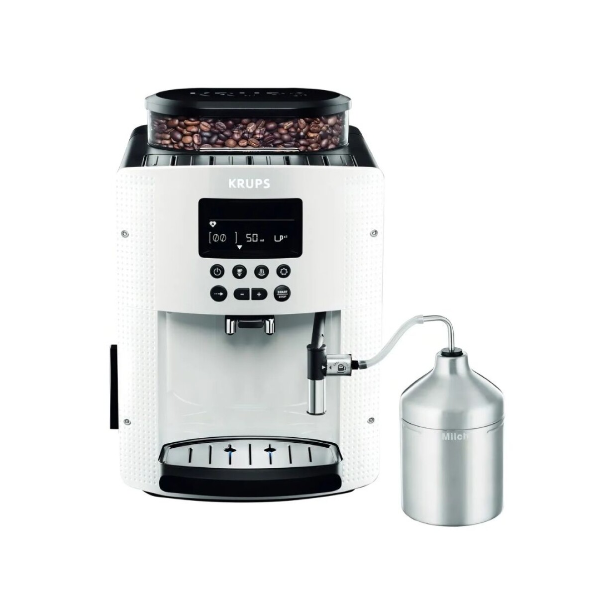 Cafetera Espresso Krups Full Auto Display | Lechero | Color blanca. 