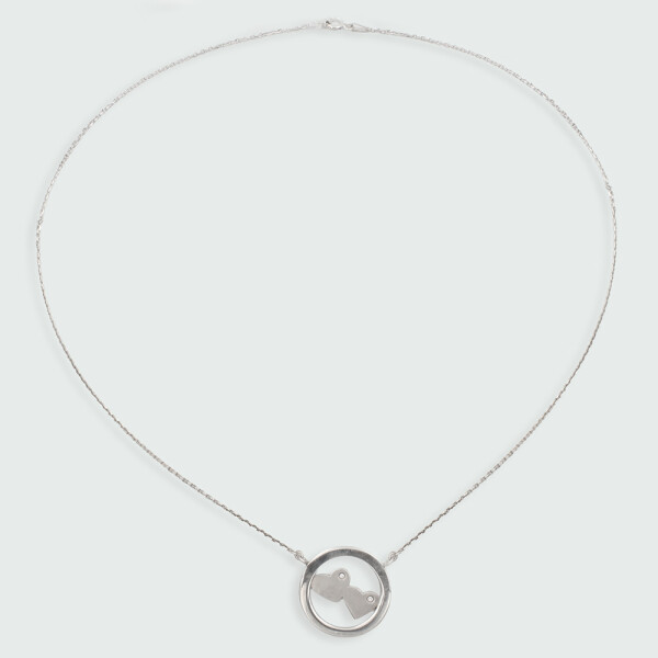Colgante con cadena Dos corazones de MOON en plata 925 con brillantes Colgante con cadena Dos corazones de MOON en plata 925 con brillantes