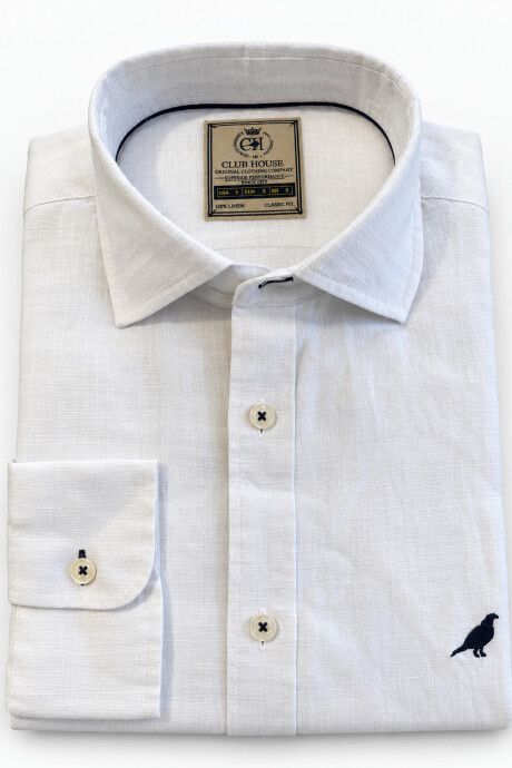 Camisa lino Short Collar Blanco