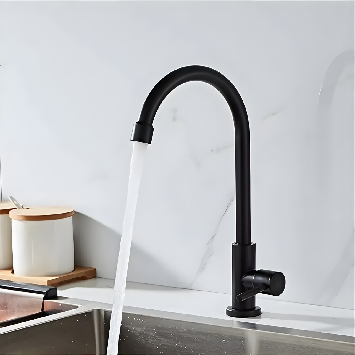 Canilla monocomando para mesada agua fría - NEGRO 