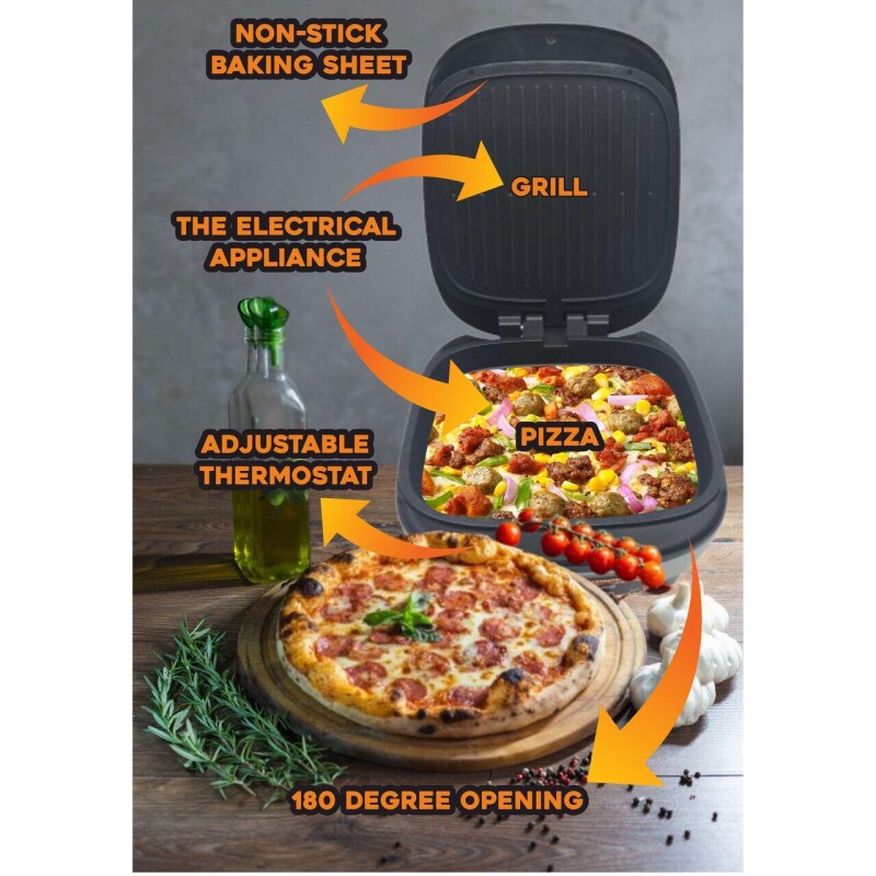 Grill y pizzera eléctrica Hausberg Grill y pizzera eléctrica Hausberg