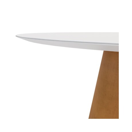 Mesa de Comedor Cone - Redonda con vidrio - 120 Roble y Blanco