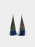 Pendientes Largos Étnicos Con Flecos multicolor