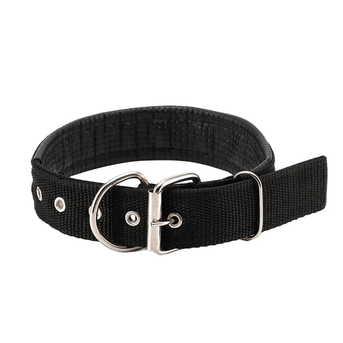 Collar Ajustable Reforzado Hebilla Nylon Perro Gato Mediano - Variante Color Negro 