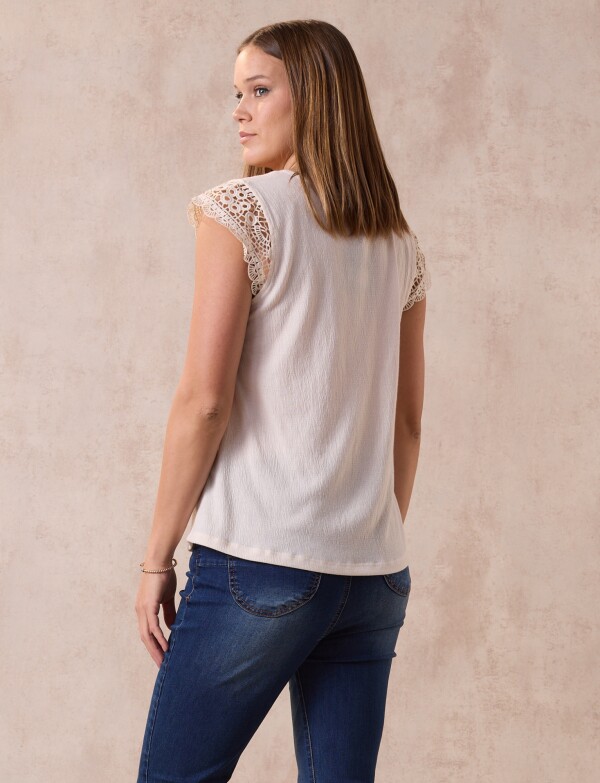 Blusa Manga Crochet BEIGE
