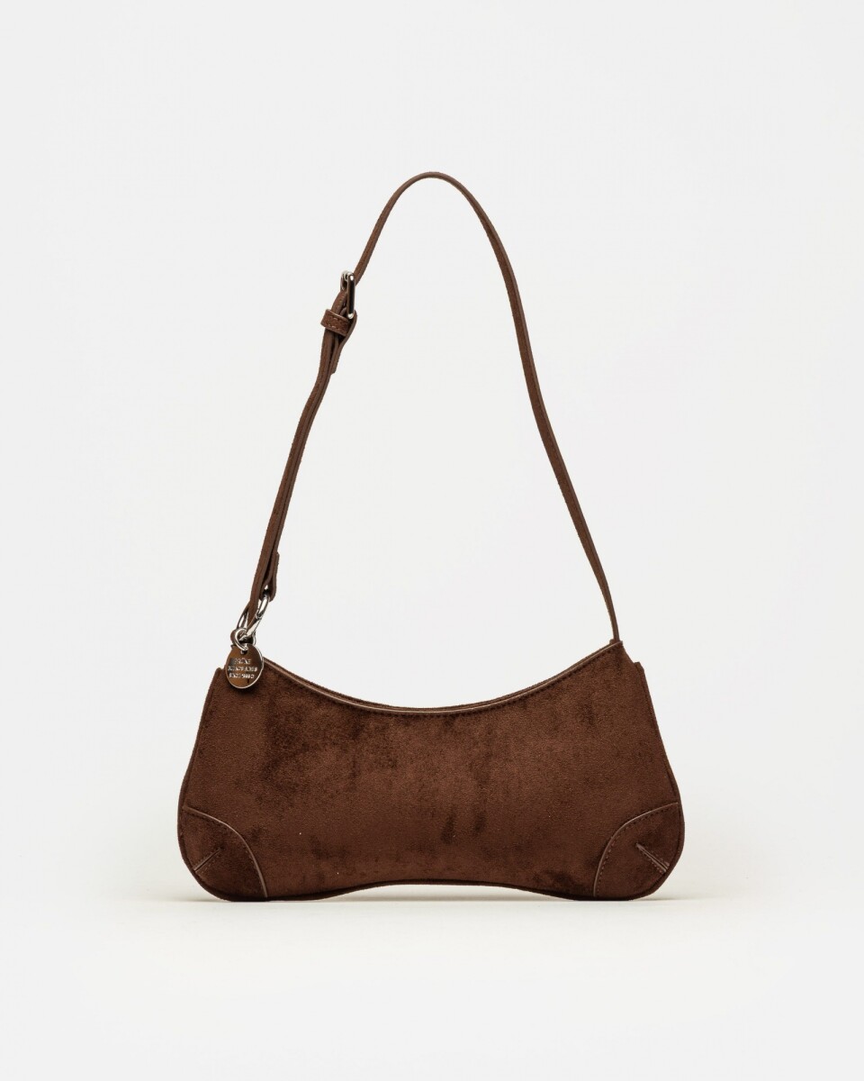 Cartera al hombro Liam Oxido efecto gamuza - Chocolate 