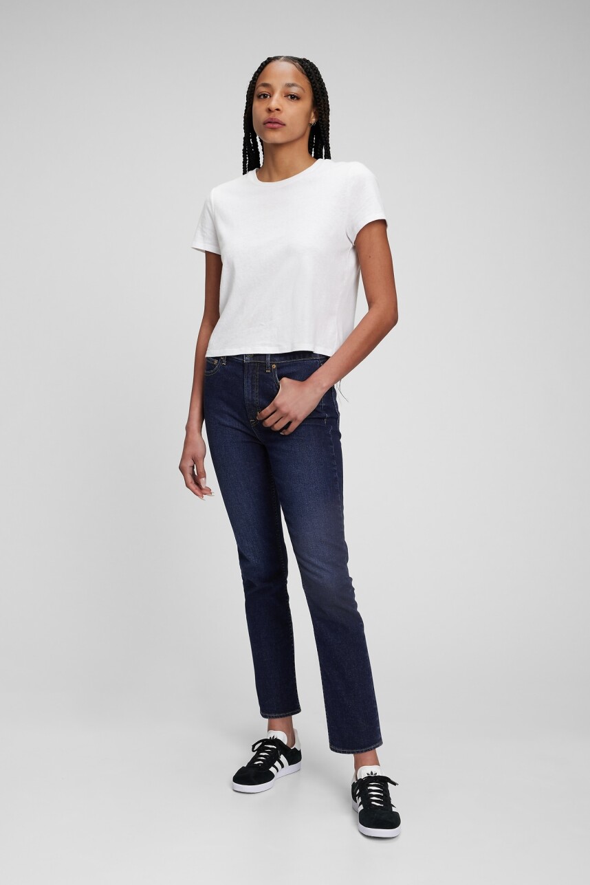 Jean Vintage Slim Tiro Alto Mujer Rinsed
