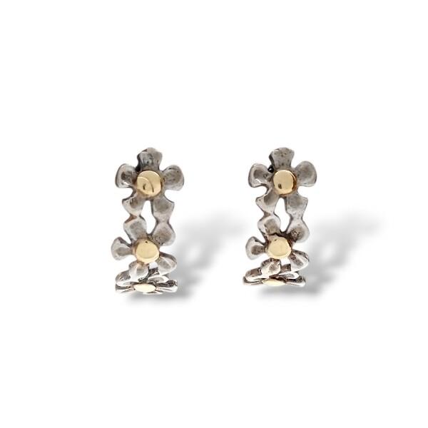 Caravanas Flores-Plata y oro-Sin piedra-CA5063 sinpiedra