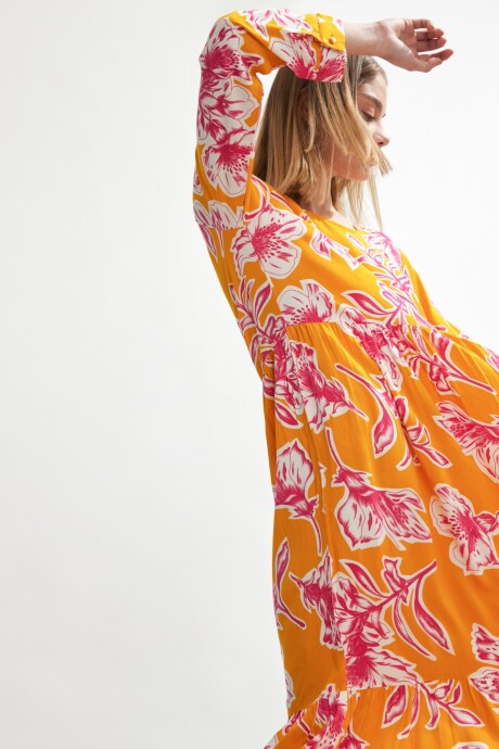 Maxi vestido estampado ocre