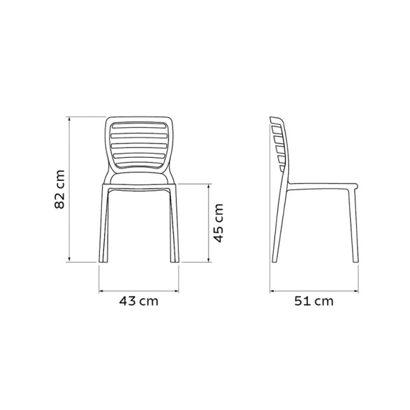 Silla apilable blanca "SOFIA" respaldo franjas -TRAMONTINA TD0605