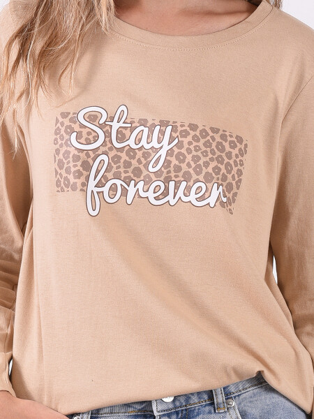 REMERA STAY FOREVER BEIGE CLARO