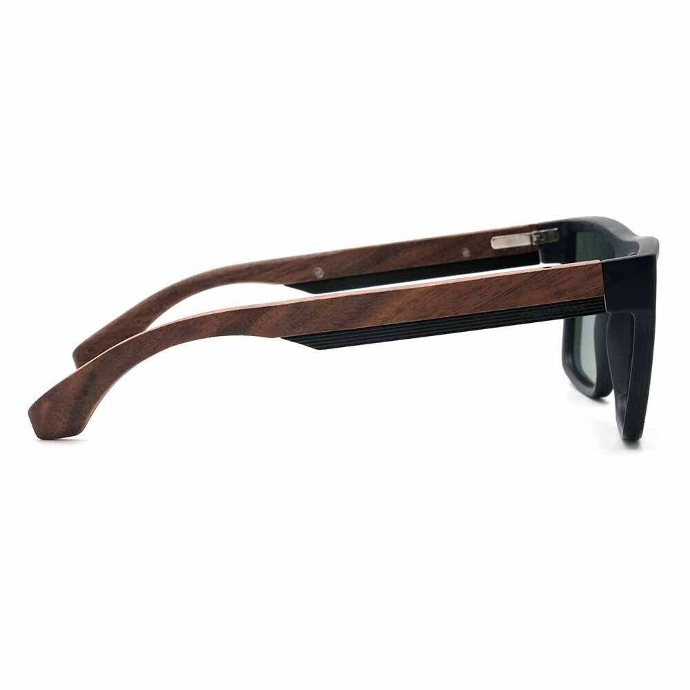 Lentes De Sol Bambu E Madeira Cuadrado - Unisex Verde/Negro