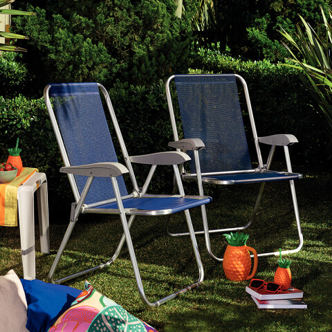 Silla playera de aluminio, azul "CRETA" -TRAMONTINA TD0908