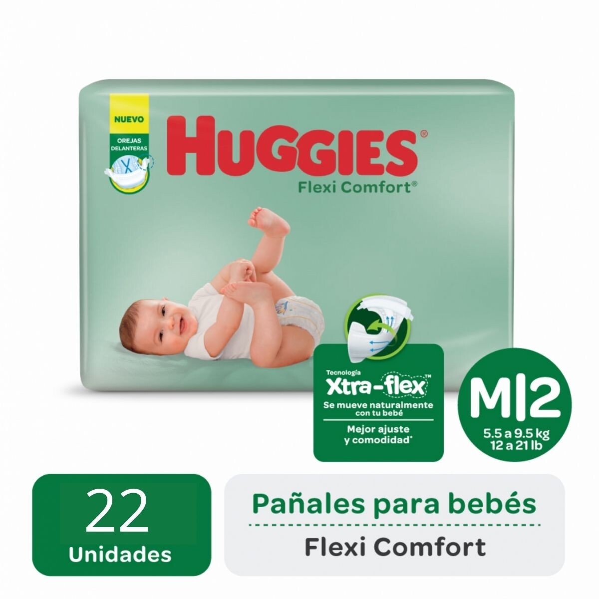 Pañales Huggies Flexi Comfort M - X22 