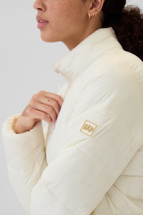 Campera Puffer Logo Gap Mujer Ivory Frost