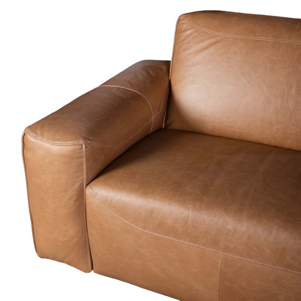SOFA 3 CUERPOS CUERO-100-NATURAL MARRON PORTO CAMEL