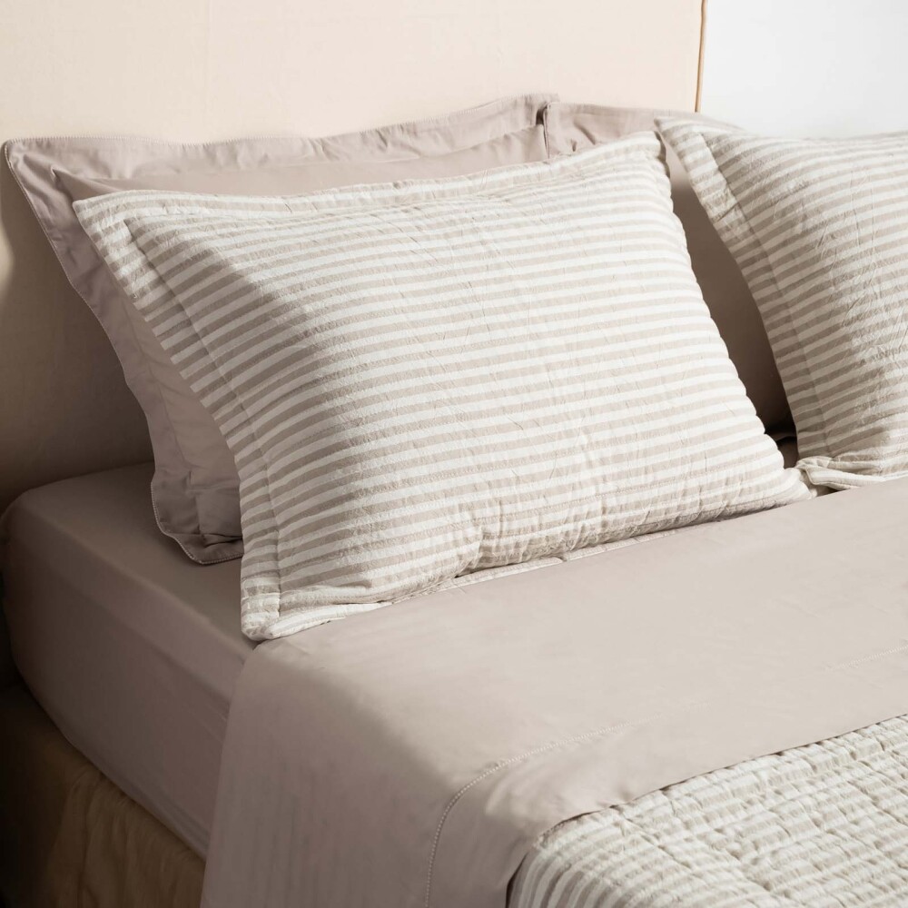 SET CUBRECAMA 1 PLAZA ALGODON COTTON STRIPE