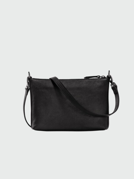 Longchamp -Cartera de cuero con correa extraible, 3D Negro