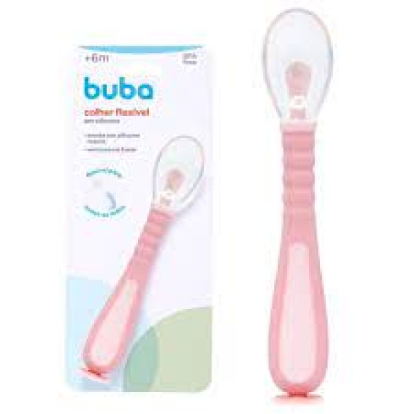 Cuchara flexible con ventosa BUBA rosa