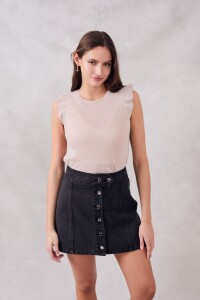 Musculosa Manga Tablitas Lurex Crudo