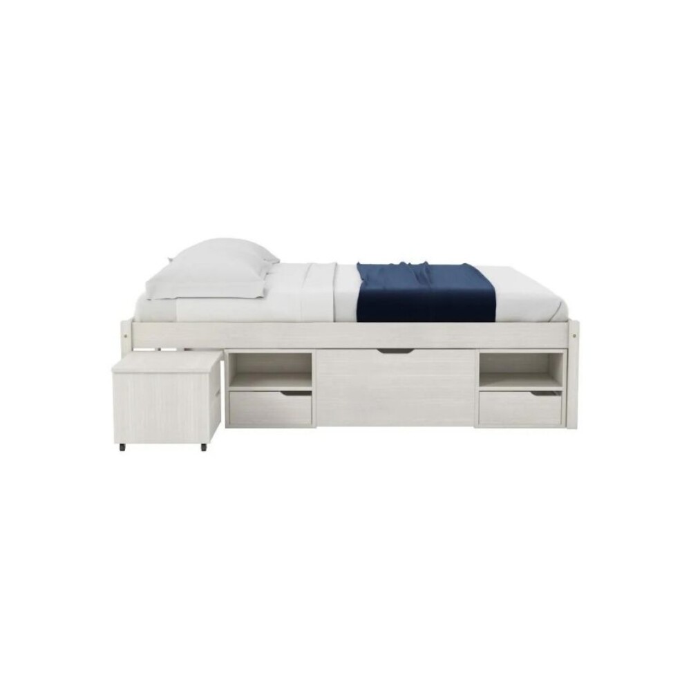 Cama Madera Maciza - 4 Cajones - Queen - Linea charme Blanco