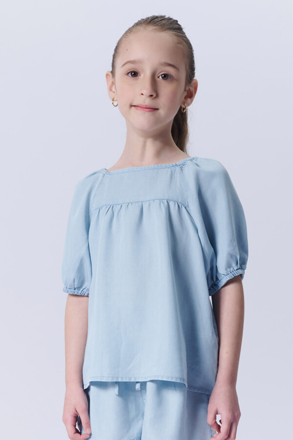 Blusa manga corta lyocell Celeste