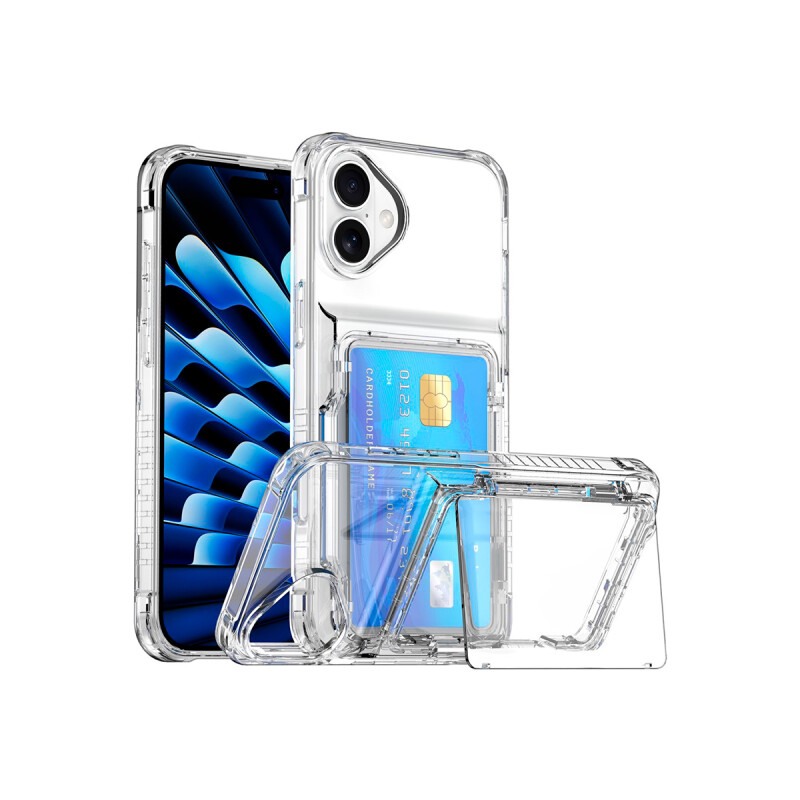 Protector para iPhone 16 Plus transparente con tarjetero Protector Para Iphone 16 Plus Transparente Con Tarjetero