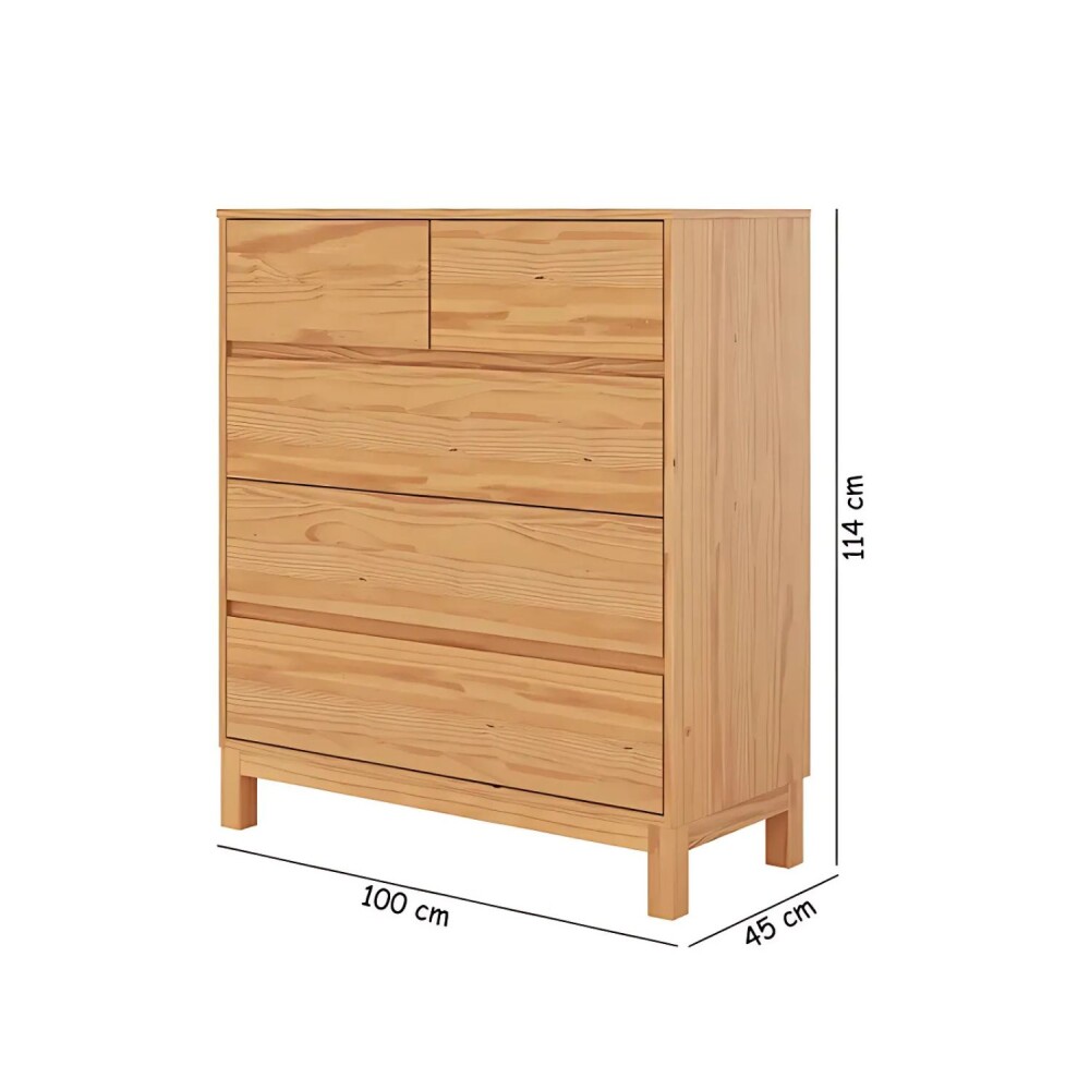 Cómoda 5 Cajones - Madera Maciza - Square Cómoda 5 Cajones - Madera Maciza - Square