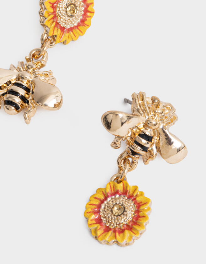 Aros Colgantes Cortos Flores Aros Colgantes Cortos Flores - Dorado