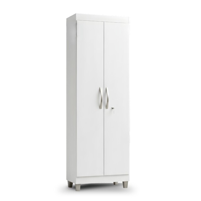 ROPERO 2 PUERTAS GUARDARROPA ARMARIO PLACARD CLOSET MULTIUSO CON LLAVE BLANCO