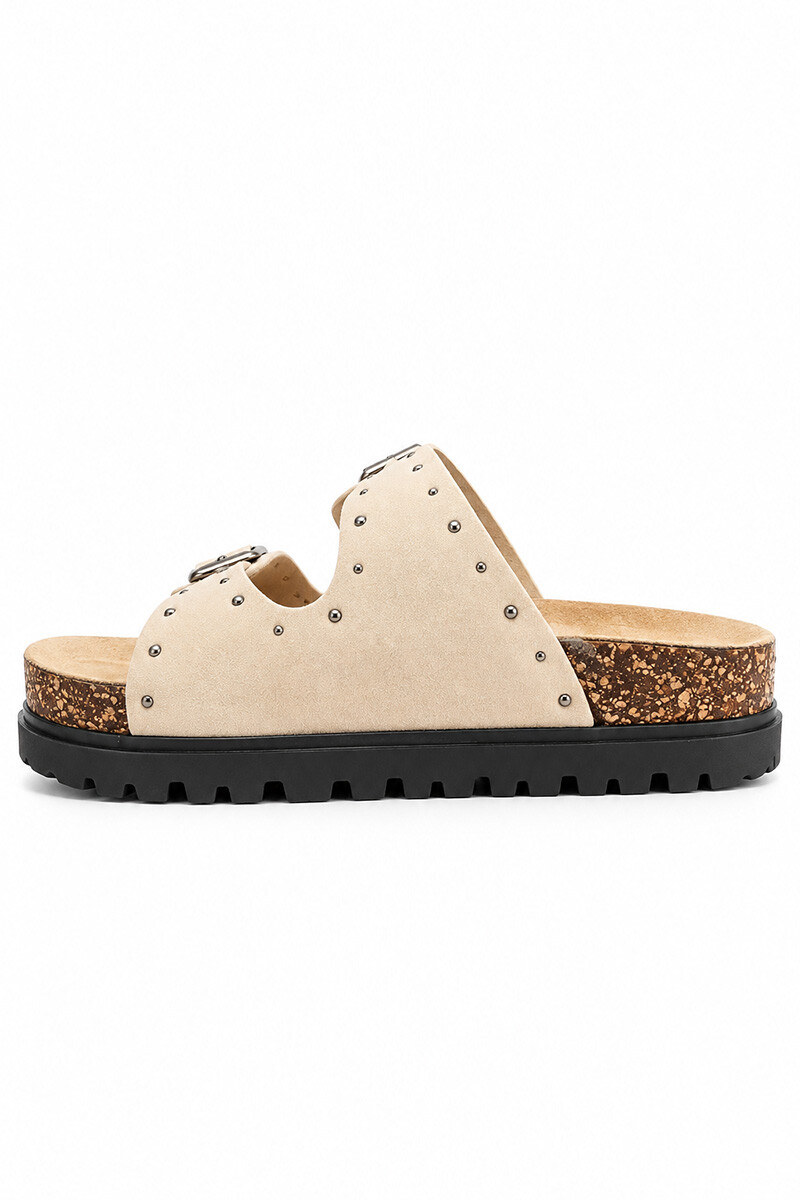 Sandalia Bettina Birky plataforma con tachas BT100 Beige
