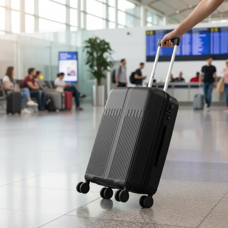 Valija Grande Rígida Cierre Expandible Candado Ruedas 360° Negro