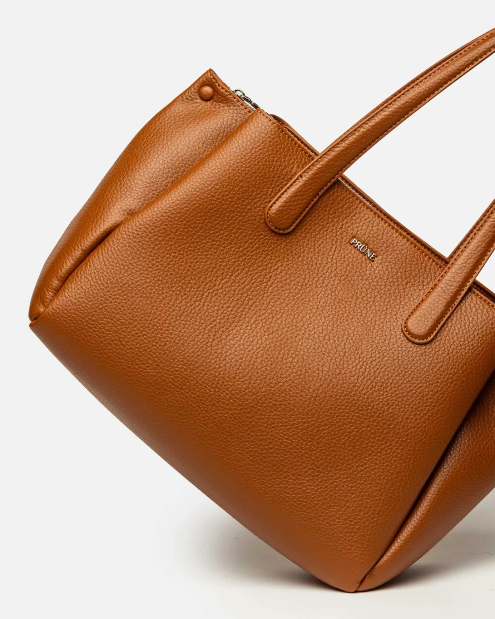 Shopper Erin en efecto cuero graneado Tabaco
