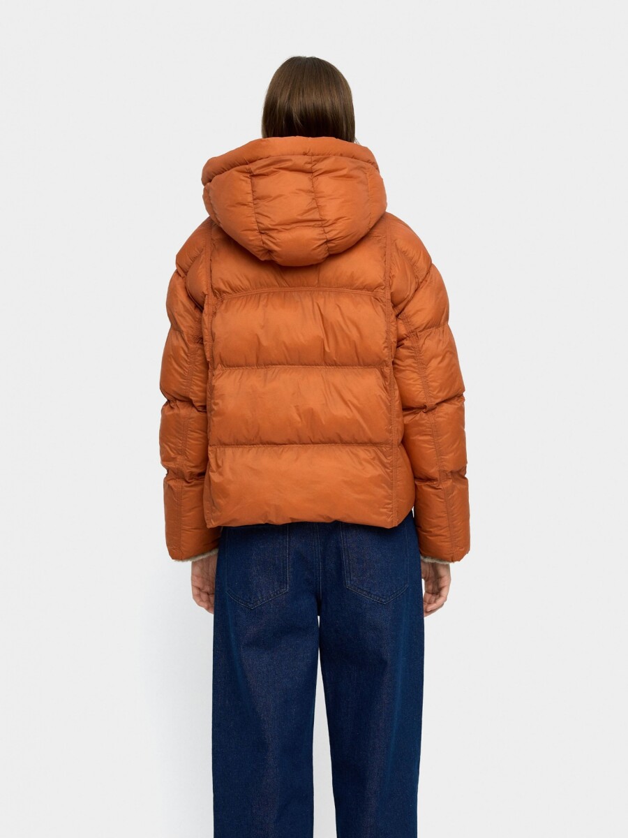 Abrigo Acolchado Con Capucha Extraíble naranja